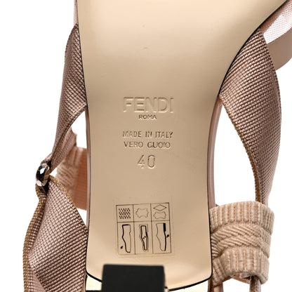 Fendi Technical Mesh FF Colibri 55mm Slingback Pumps 40 Rose Nudo 7 of 8