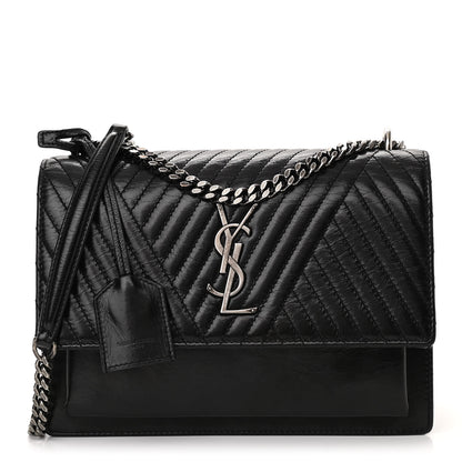 Saint Laurent Lambskin Mixed Quilted Medium Monogram Sunset Black 1 of 8