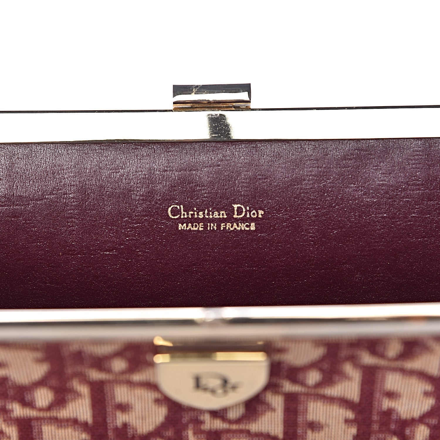 Christian Dior Monogram Clutch Navy Burgundy 6 of 7
