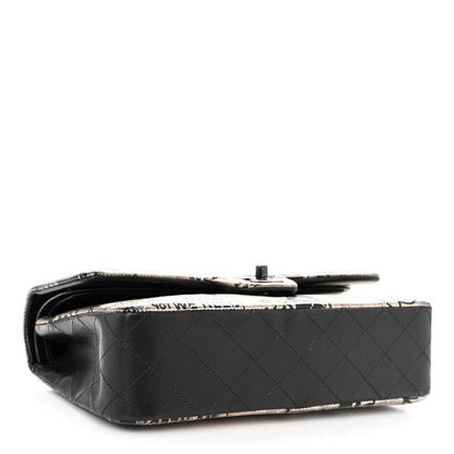 Chanel Metallic Lambskin Painted Feministe Newsprint Medium Double Flap So Black 4 of 12
