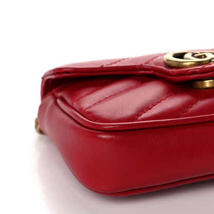 Gucci Calfskin Matelasse GG Marmont 2.0 Coin Purse On A Chain Hibiscus Red 9 of 9