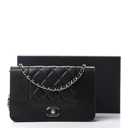 Chanel Sheepskin Quilted Mademoiselle Vintage Wallet On Chain WOC Black 14 of 14