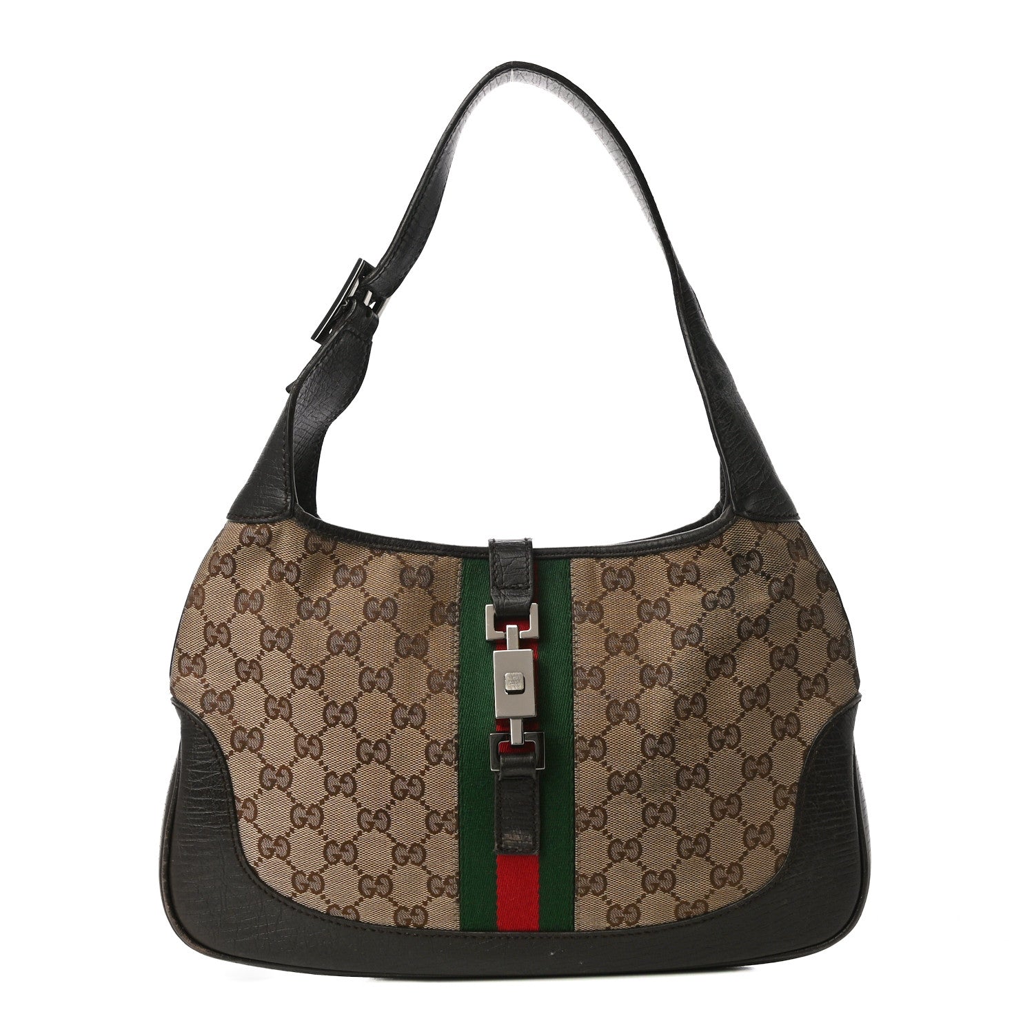 Gucci Monogram Web Jackie O Hobo Dark Brown 1 of 18