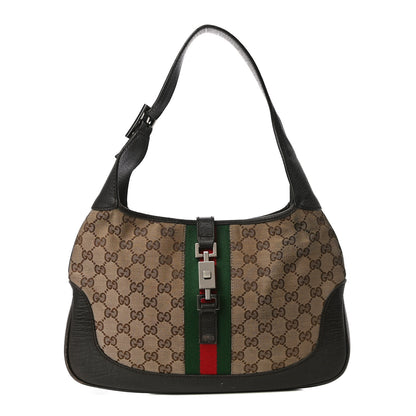 Gucci Monogram Web Jackie O Hobo Dark Brown 1 of 18