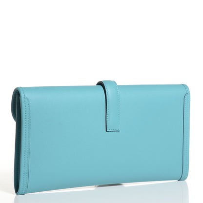 Hermes Tadelakt Jige Elan 29 Clutch Bleu Saint Cyr 3 of 10