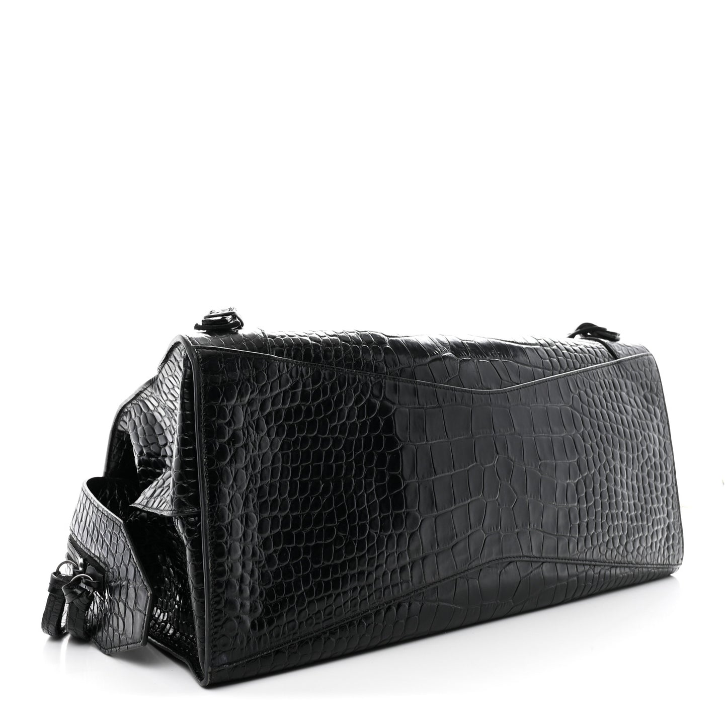 Calfskin Crocodile Embossed Neo Classic Black Hardware Medium City Black