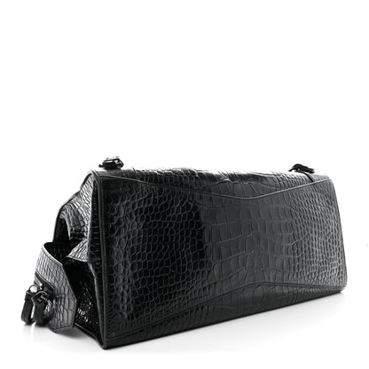 Balenciaga Calfskin Crocodile Embossed Neo Classic Black Hardware Medium City Black 4 of 18