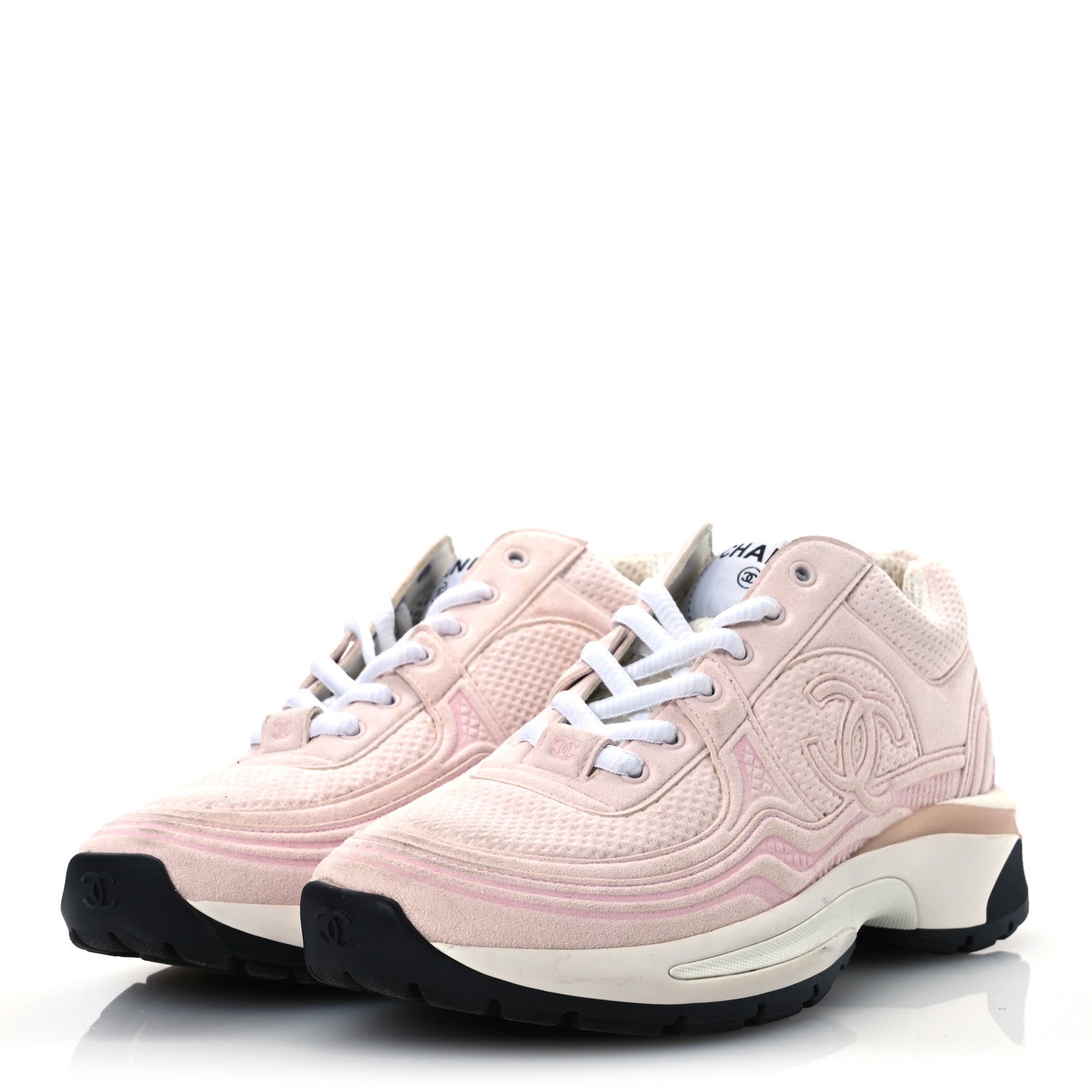 Chanel Fabric CC Womens Sneakers 35 Light Pink 1697930