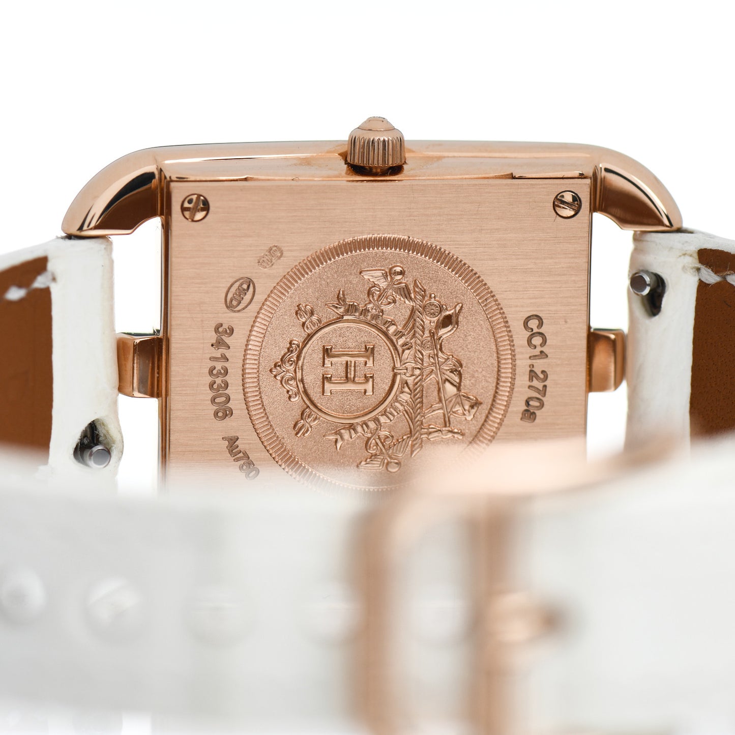 18K Rose Gold Alligator Diamond Mother of Pearl 23mm Cape Cod Quartz Watch Blanc