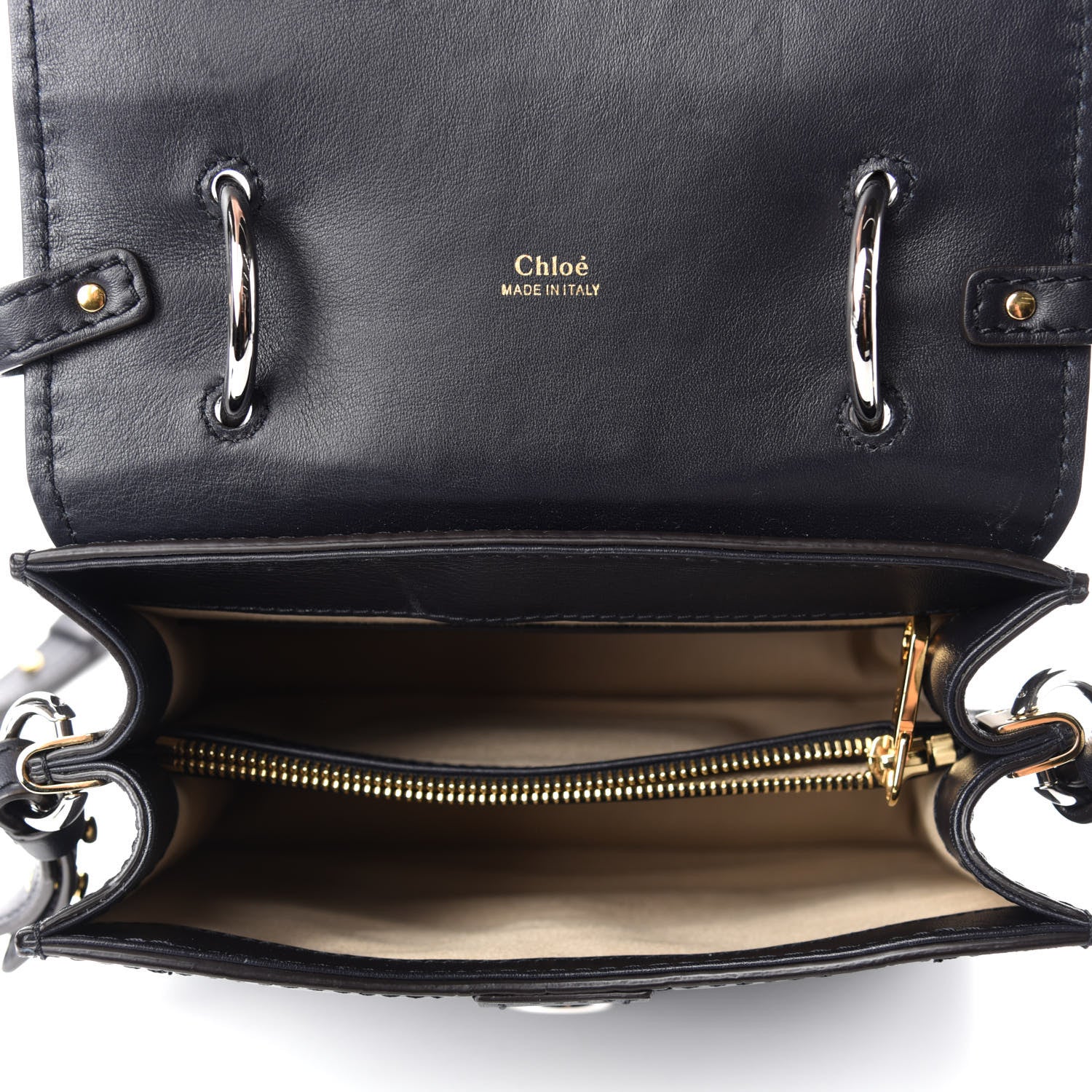 Chloe Calfskin Crocodile Embossed Small Aby Day Shoulder Bag Full Blue 5 of 10