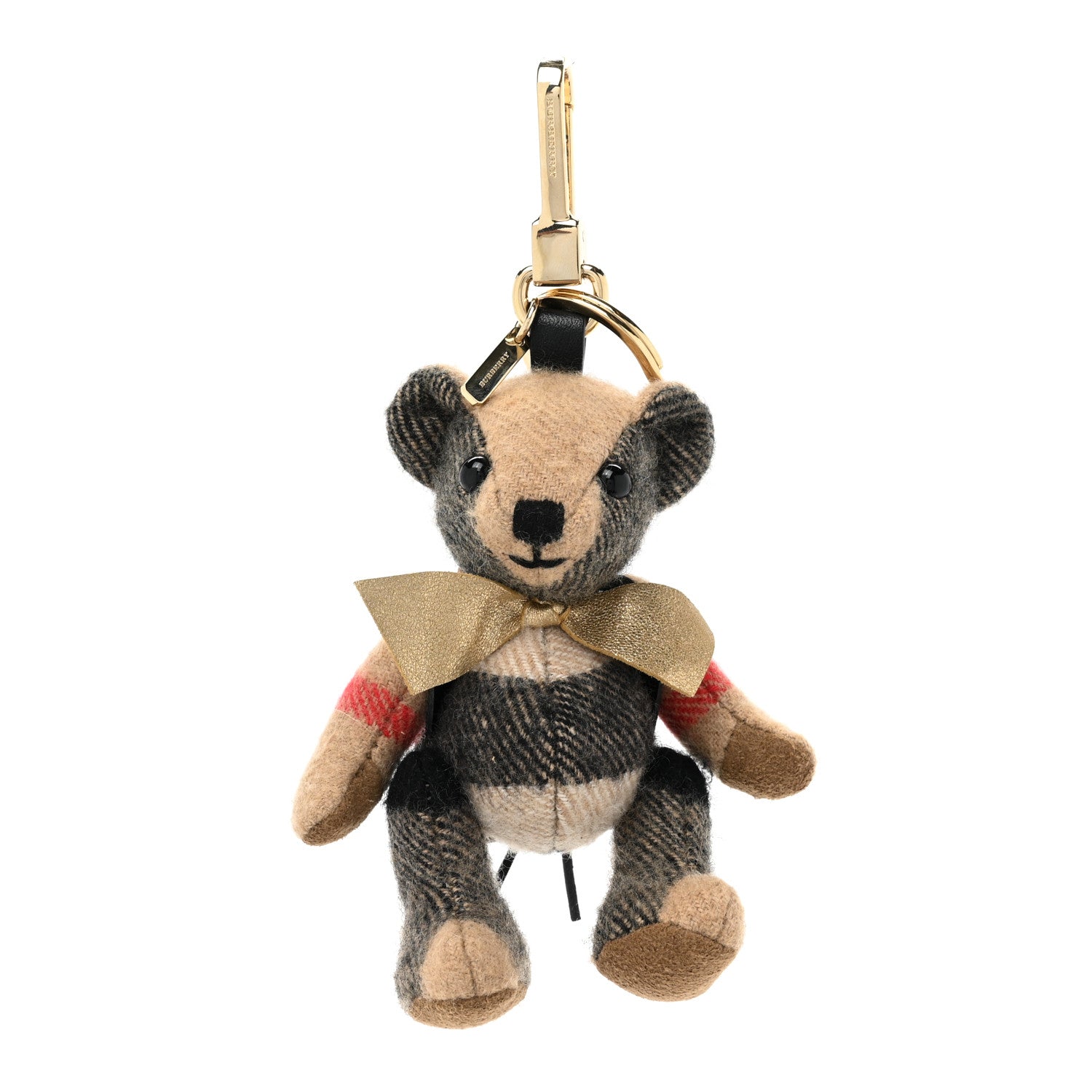 Burberry Cashmere House Check Thomas Rucksack Bear Bag Charm Camel 1 of 3