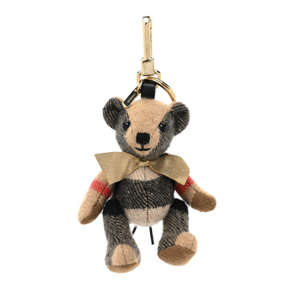 Burberry Cashmere House Check Thomas Rucksack Bear Bag Charm Camel 1 of 3