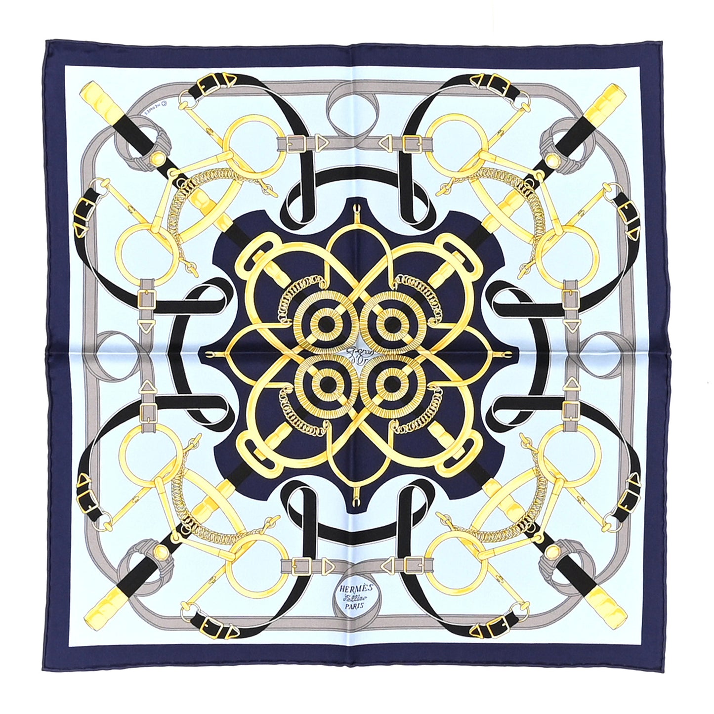 Silk Eperon D'Or Scarf 45 Marine Ciel Gold