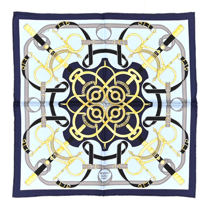 Hermes Silk Eperon D'Or Scarf 45 Marine Ciel Gold 1 of 5