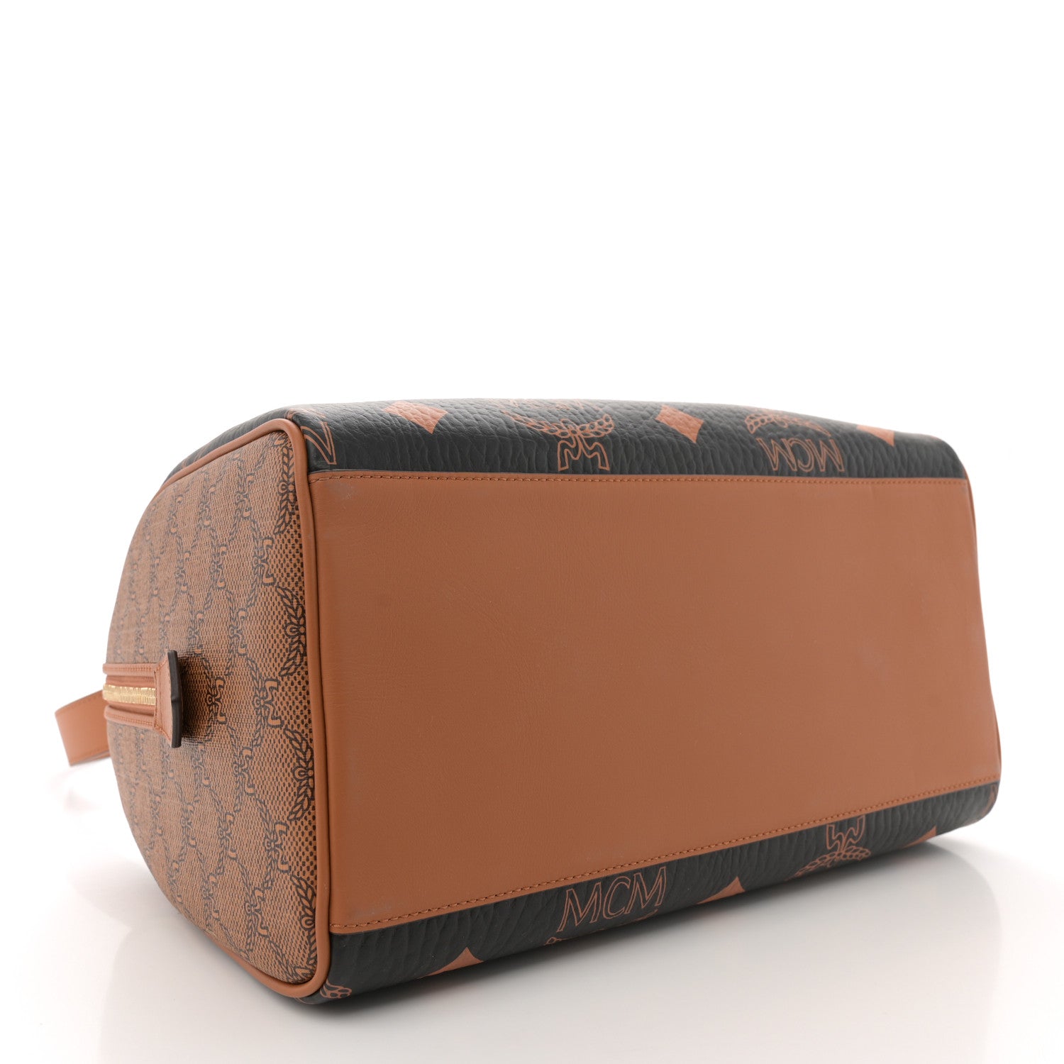 MCM Maxi Visetos Medium Ella Boston Bag Black Cognac 4 of 11