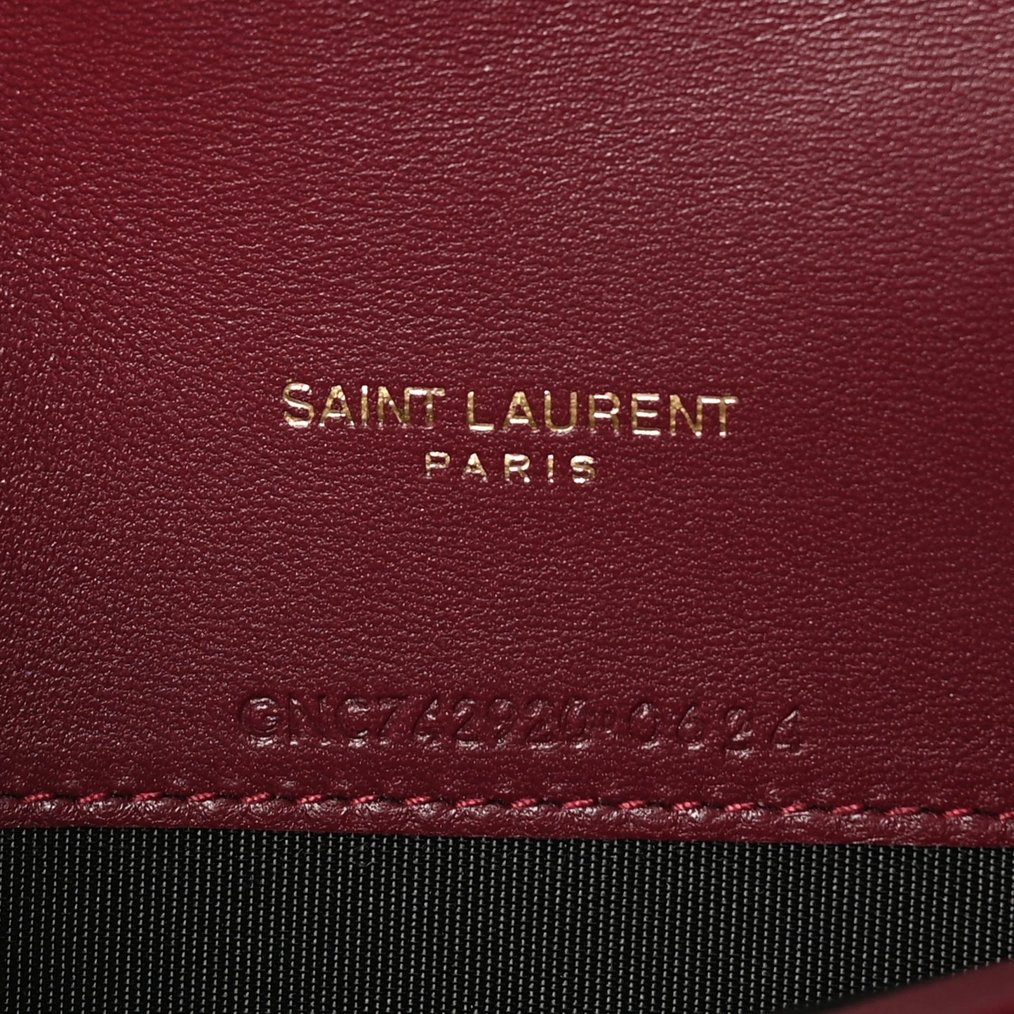 Calfskin Matelasse Chevron Monogram Envelope Chain Wallet Rouge Merlot