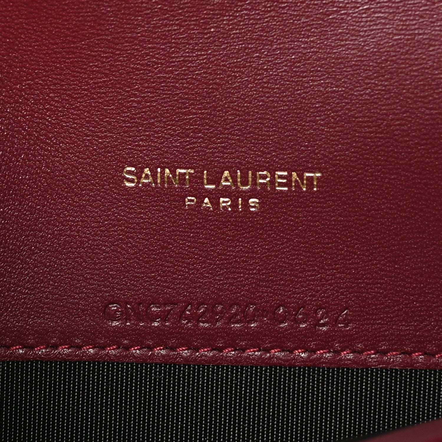 Saint Laurent Calfskin Matelasse Chevron Monogram Envelope Chain Wallet Rouge Merlot 6 of 10