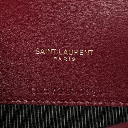 Saint Laurent Calfskin Matelasse Chevron Monogram Envelope Chain Wallet Rouge Merlot 6 of 10