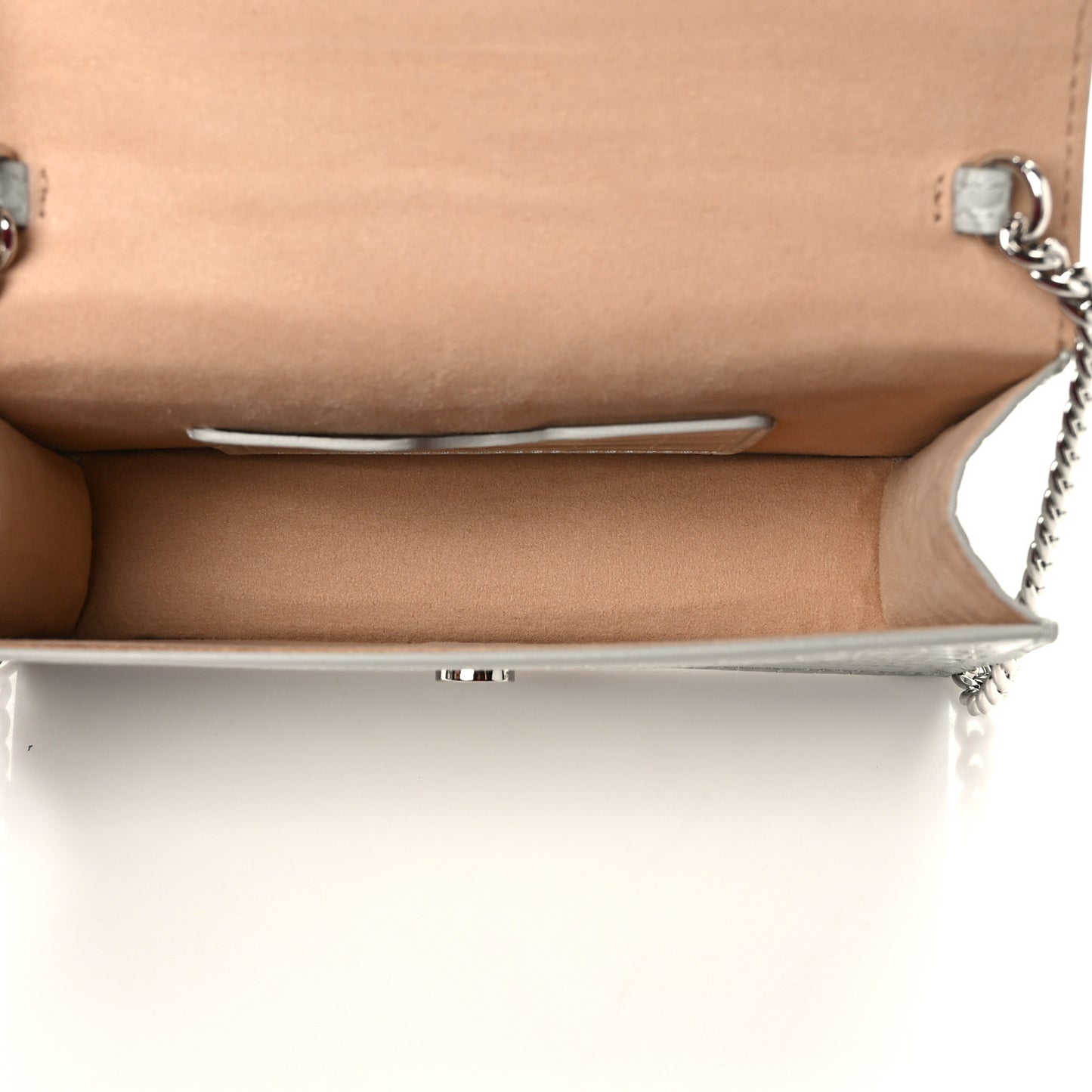 Calfskin Crocodile Embossed Skull Mini Crossbody Bag White