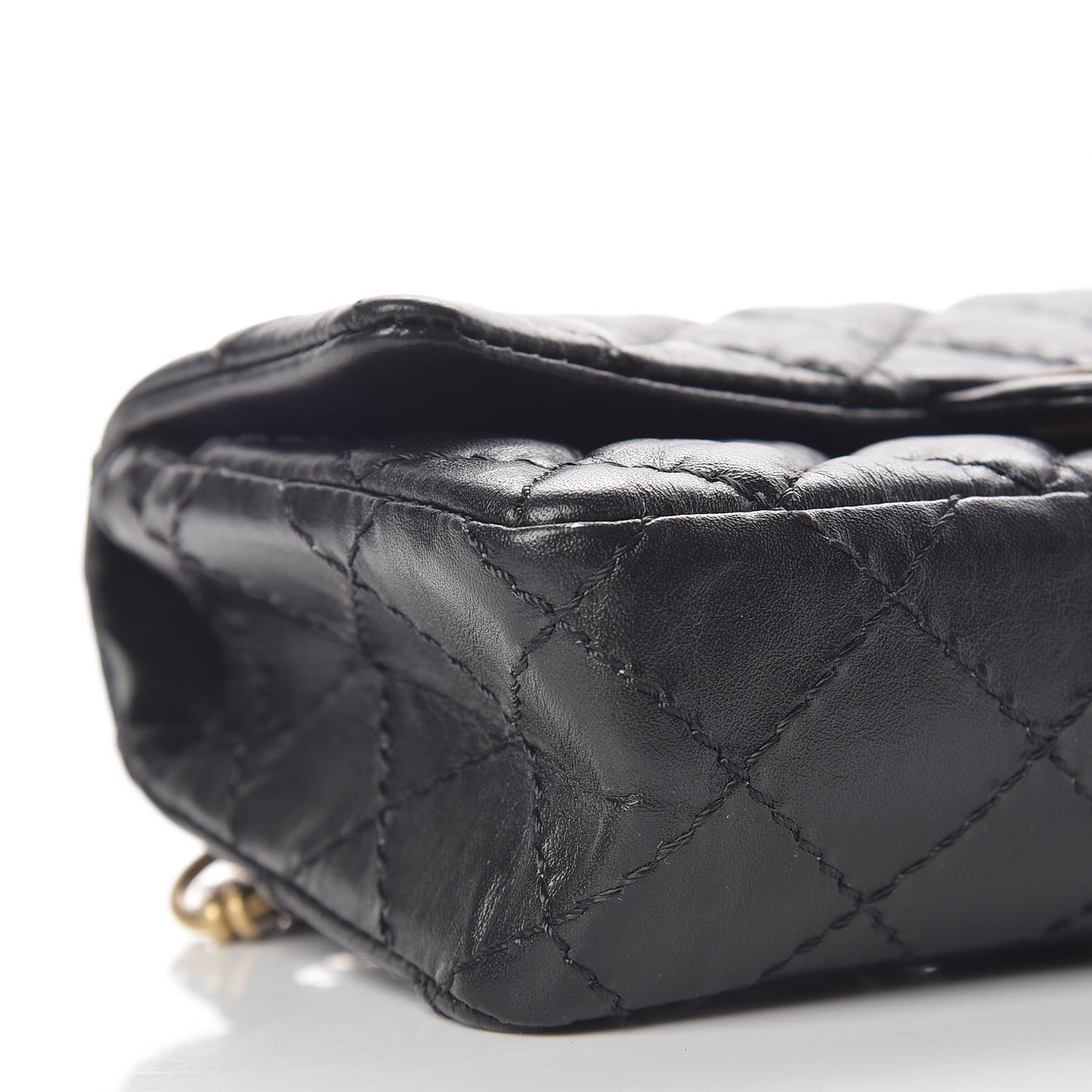 Aged Calfskin Quilted 2.55 Reissue Flap Belt Bag Clutch Black