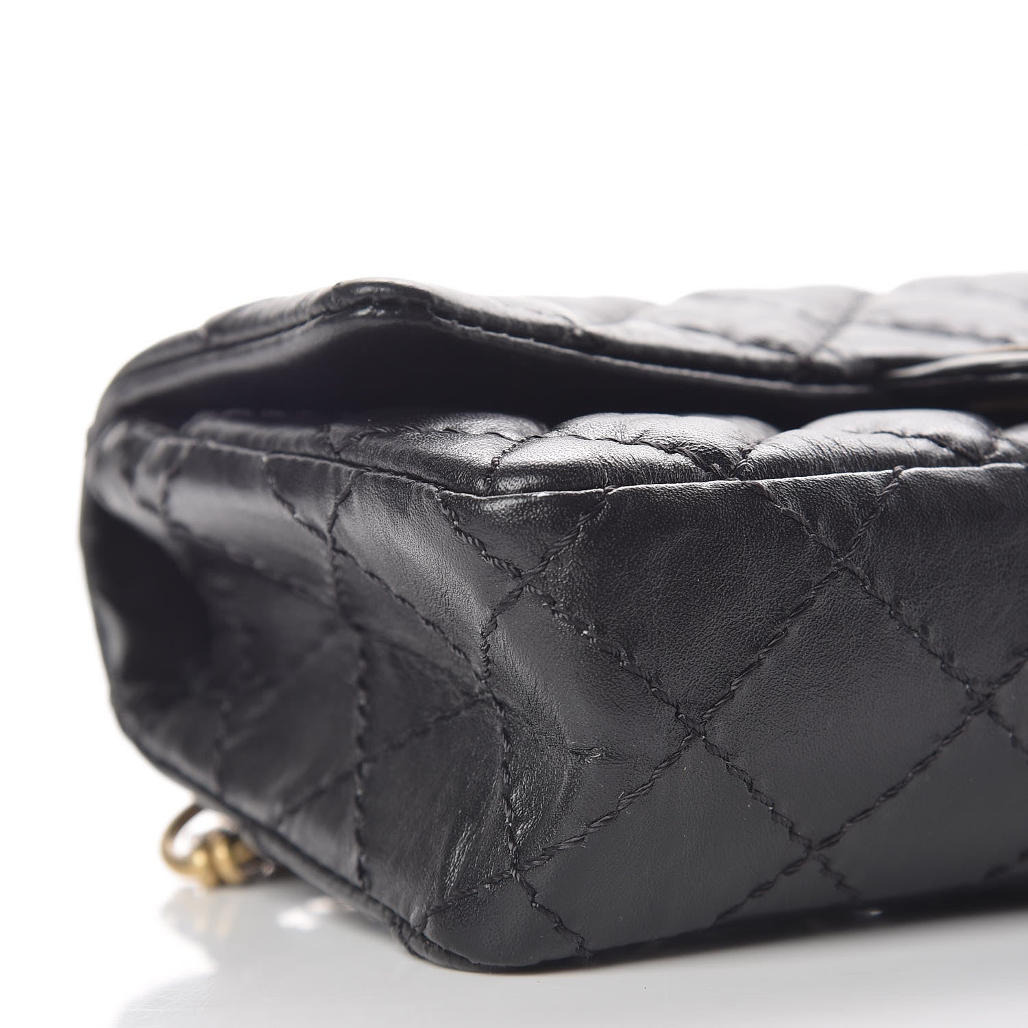 Chanel Aged Calfskin Quilted 2.55 Reissue Flap Belt Bag Clutch Black 5 of 12
