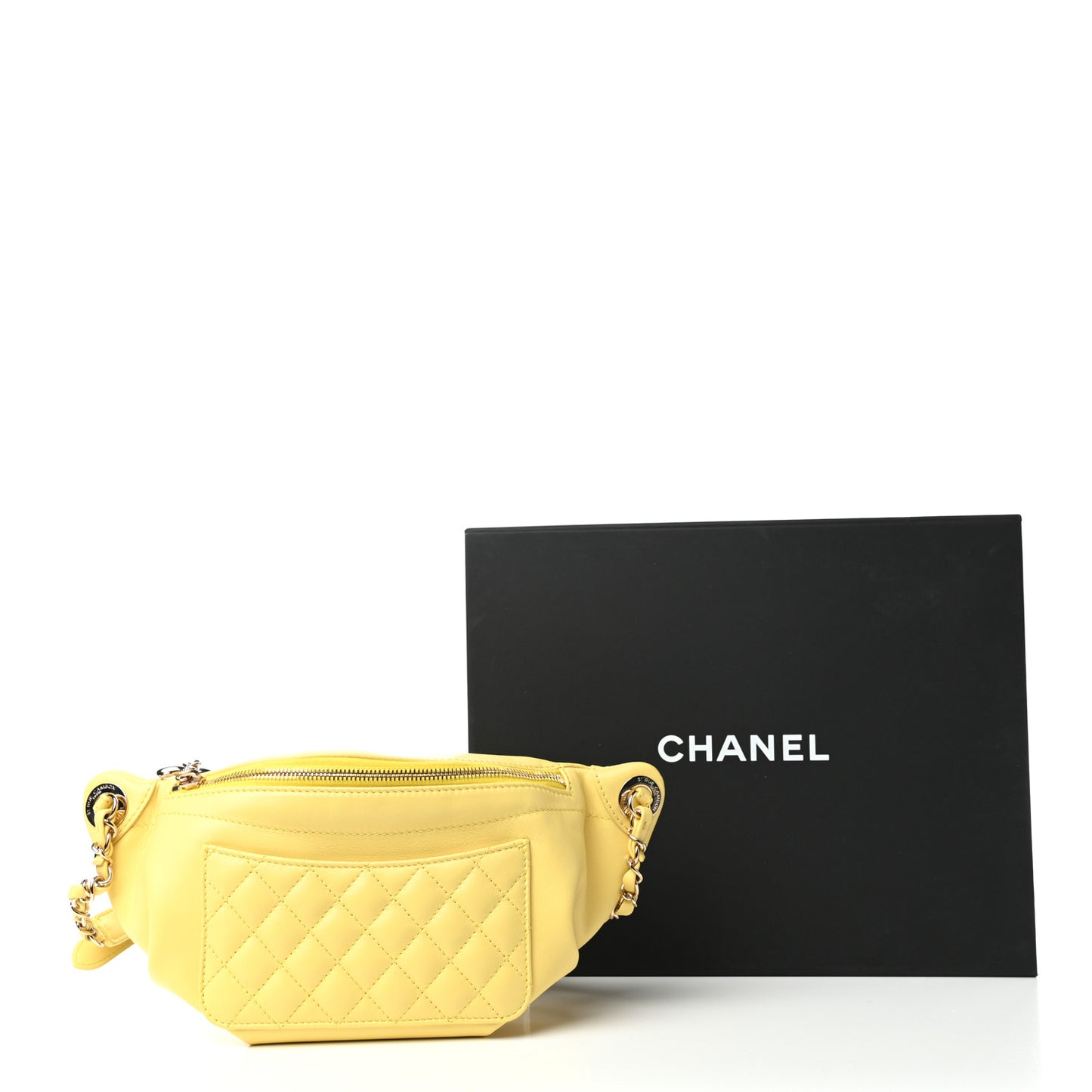 Lambskin Quilted Waist Belt Bag Yellow