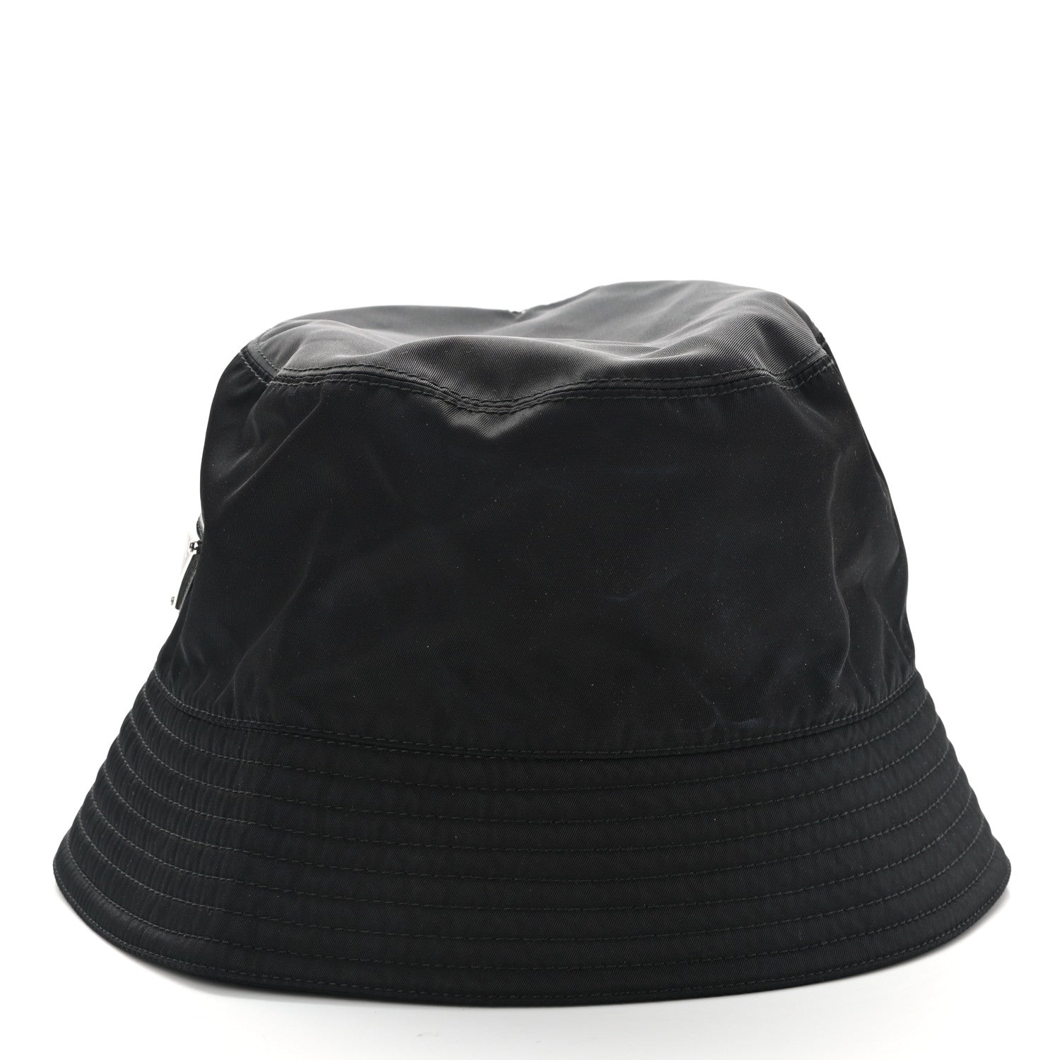 Prada Re-Nylon Metal Triangle Logo Womens Bucket Hat S Black 4 of 8