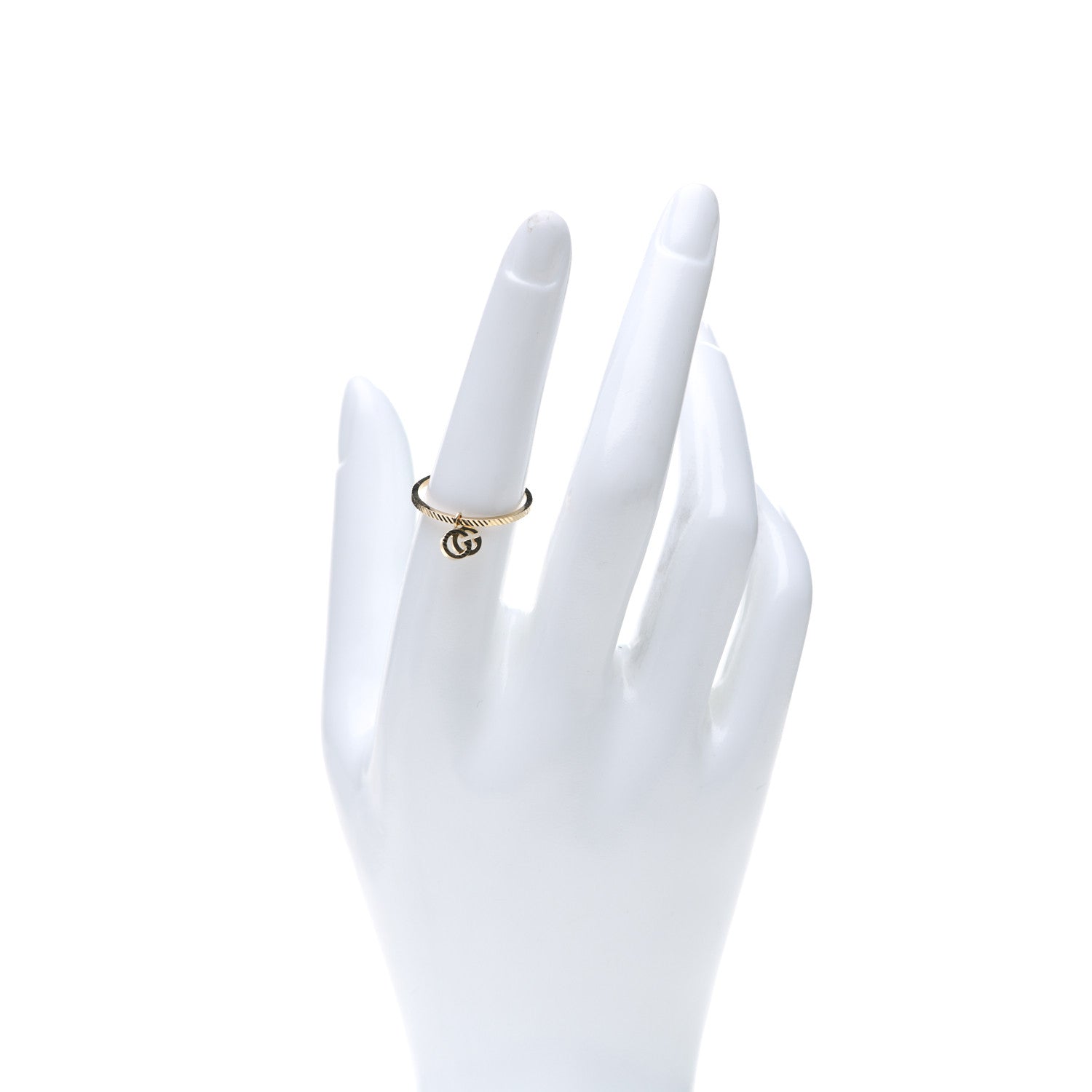 Gucci 18K Yellow Gold GG Running Charm Ring 55 7.25 2 of 5