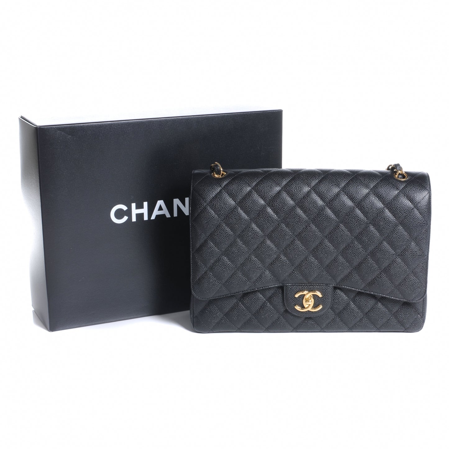 Caviar Quilted Maxi Double Flap Black
