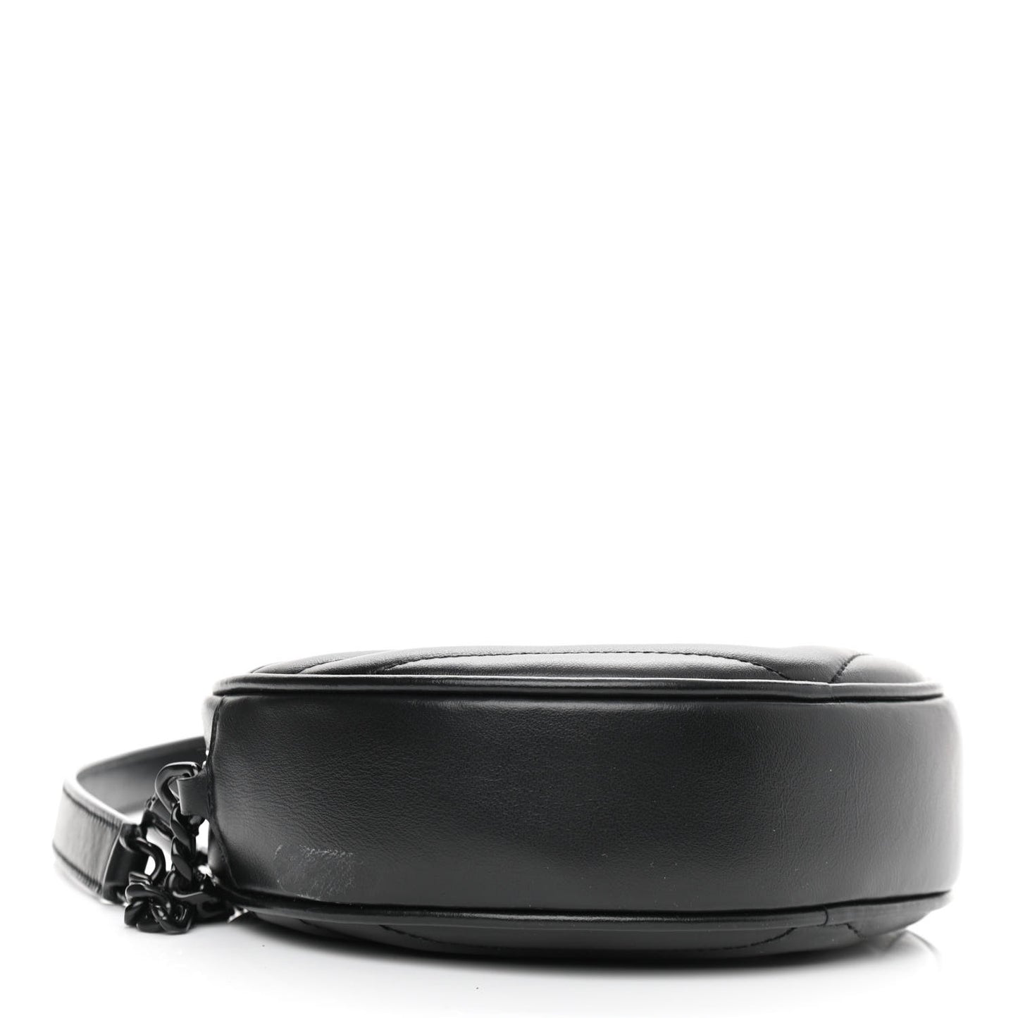 Calfskin Matelasse Chevron Round Vinyle Camera Bag Black