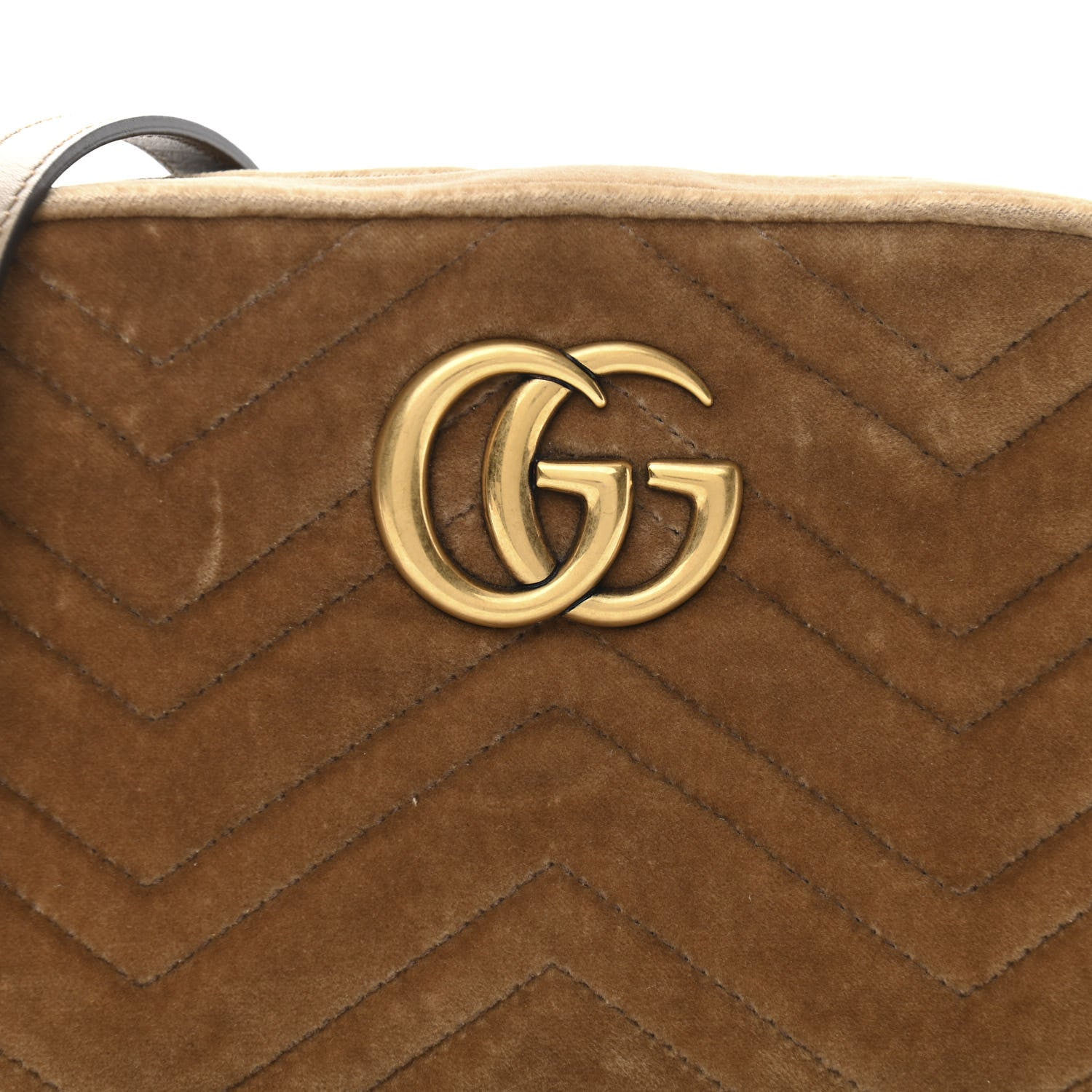 Gucci Velvet Matelasse Small GG Marmont Chain Shoulder Bag Taupe 8 of 11