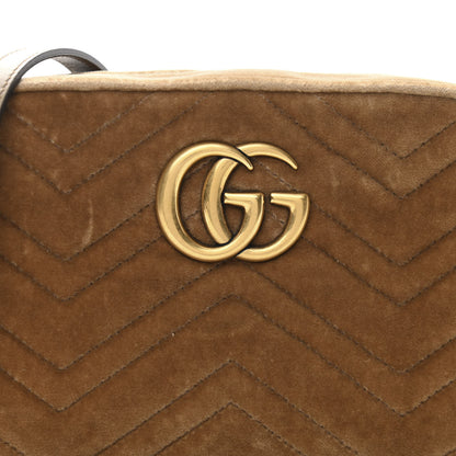 Gucci Velvet Matelasse Small GG Marmont Chain Shoulder Bag Taupe 8 of 11