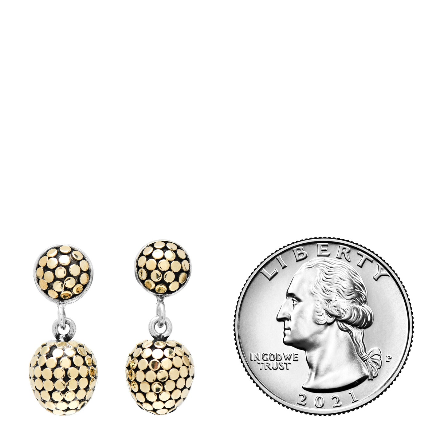 Sterling Silver 18K Yellow Gold Dot Drop Earrings