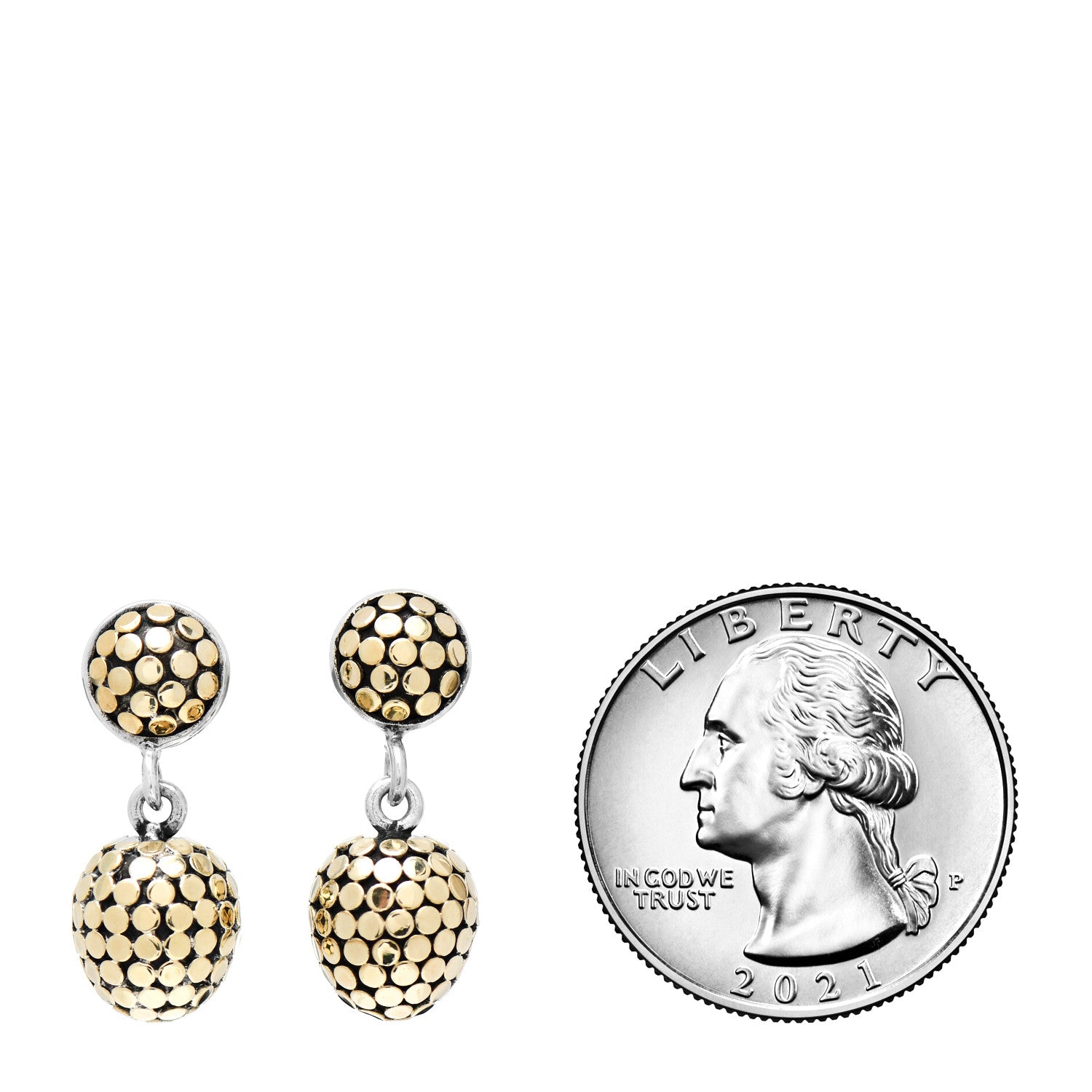 John Hardy Sterling Silver 18K Yellow Gold Dot Drop Earrings 2 of 4