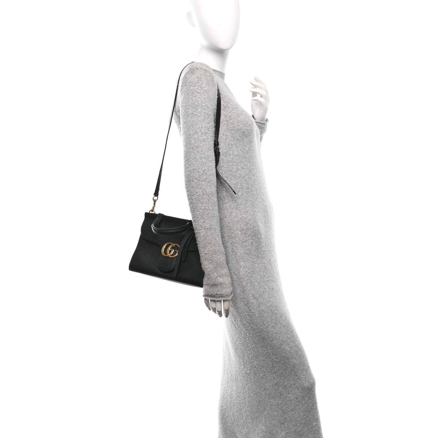 Gucci Calfskin Mini GG Marmont Top Handle Bag Black 2 of 10