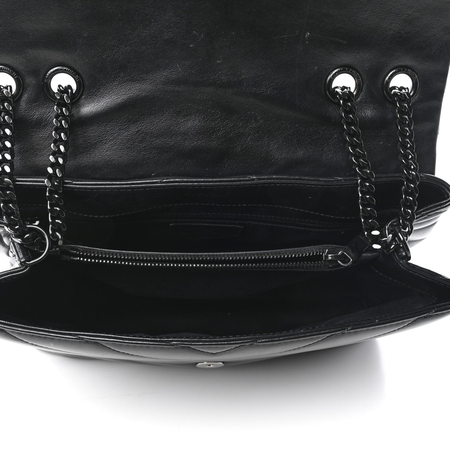 Saint Laurent Calfskin Y Quilted Monogram Medium Loulou Chain Satchel Black 5 of 9