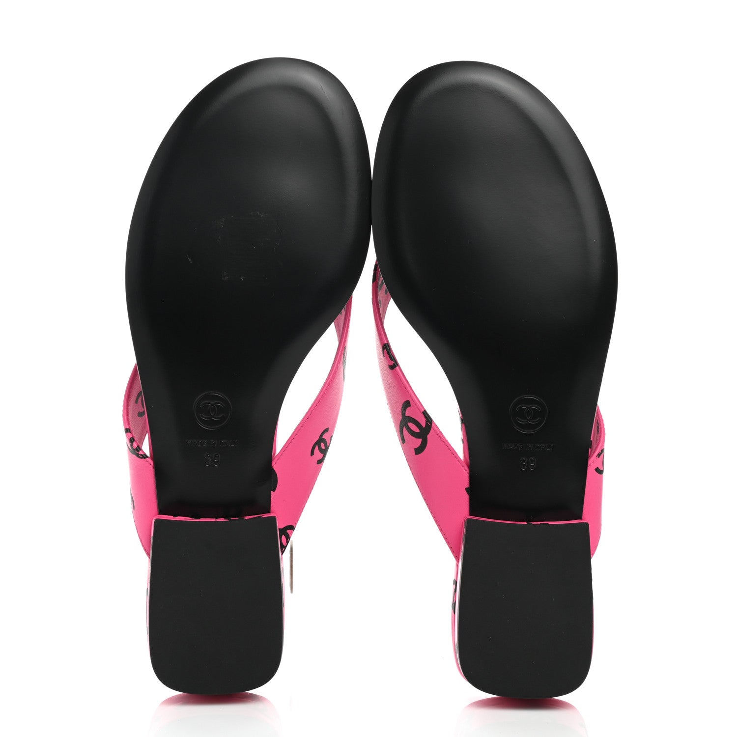 Chanel Printed Lambskin Coco Beach Thong Sandals 39 Dark Pink Black 5 of 9