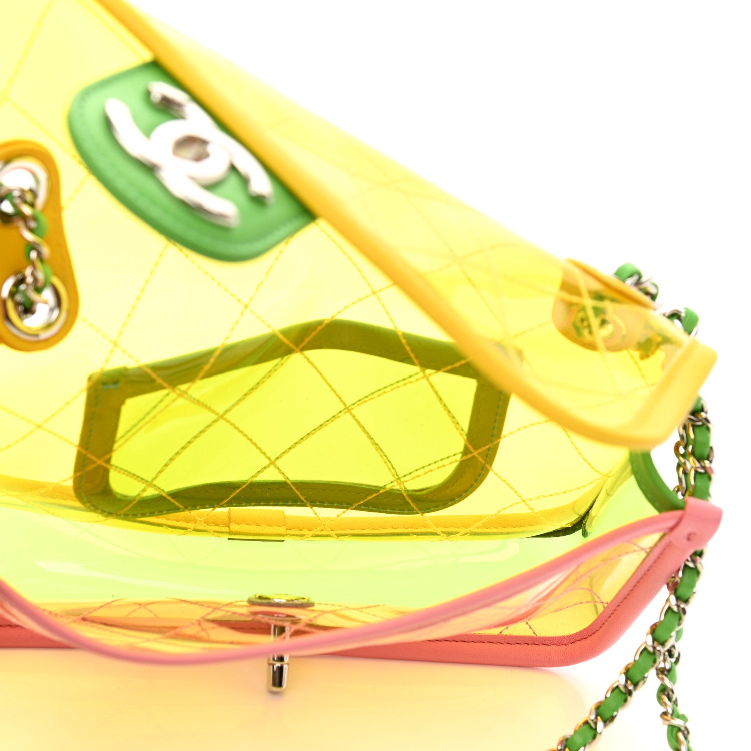 Chanel Lambskin PVC Quilted Mini Coco Splash Flap Yellow Green Pink 5 of 10