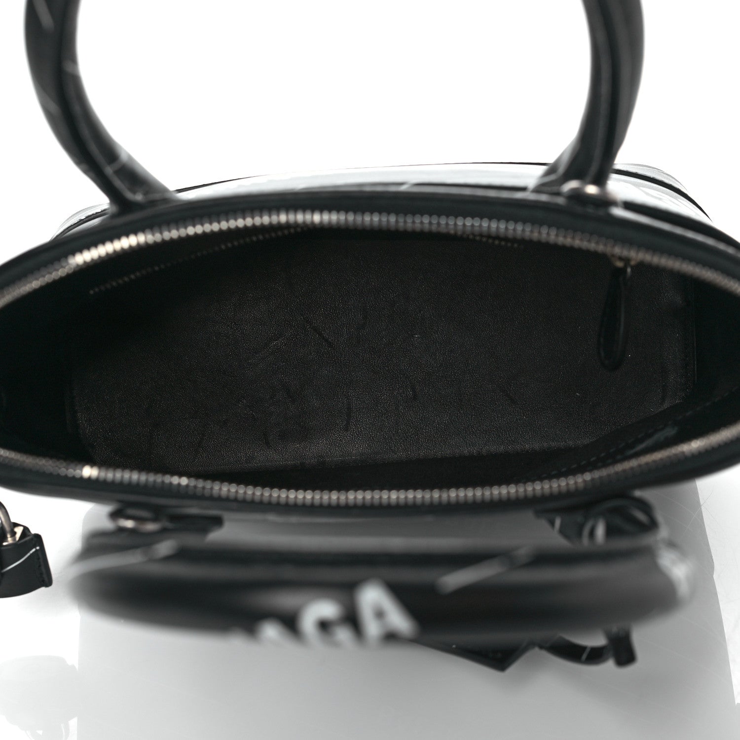 Balenciaga Calfskin Logo Print S Ville Top Handle Bag Black White 5 of 10