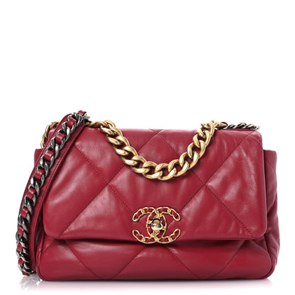 Chanel Goatskin Quilted Medium Chanel 19 Flap Red 1 of 12