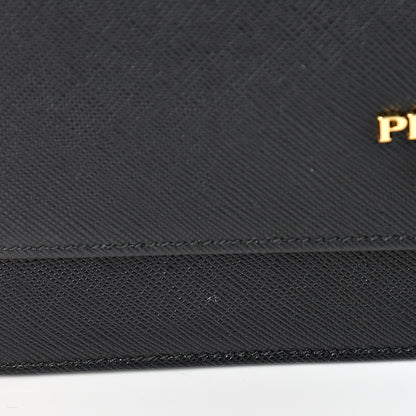 Prada Saffiano Metal Flap Wallet With Strap Black 13 of 15