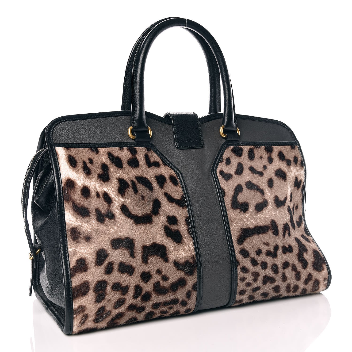 Saint Laurent Pony Hair Calfskin Leopard Print Medium Cabas Chyc Black 3 of 10
