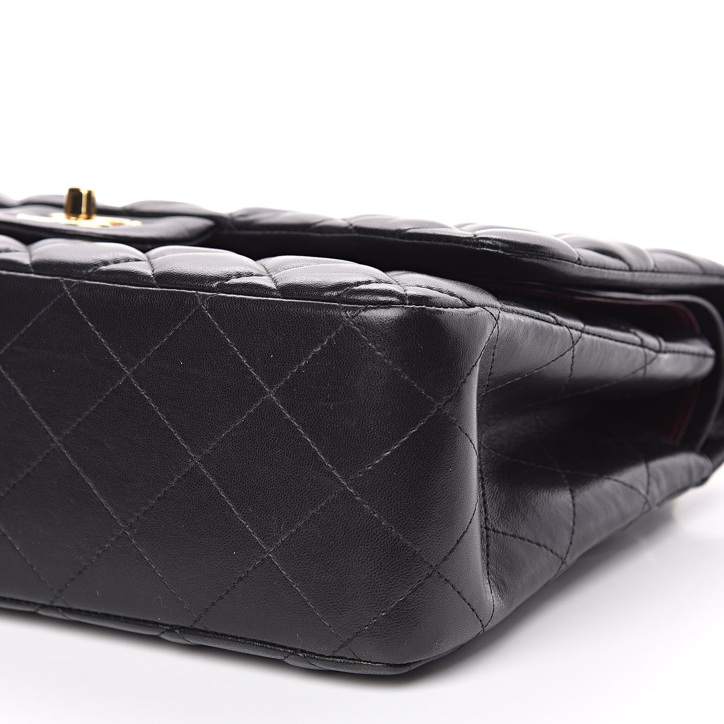 Lambskin Quilted Jumbo Double Flap Black