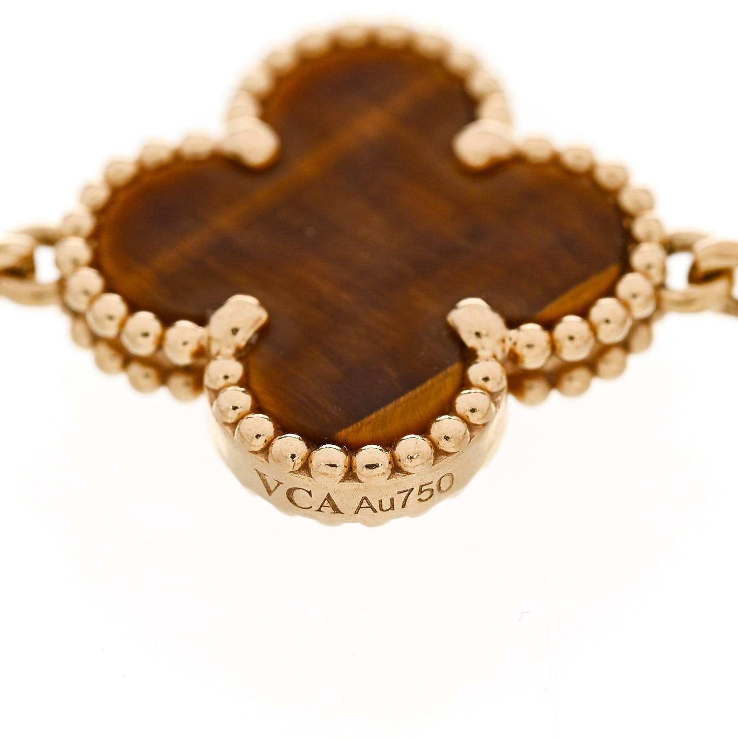 Van Cleef & Arpels 18K Yellow Gold Tiger Eye 5 Motifs Vintage Alhambra Bracelet 4 of 5
