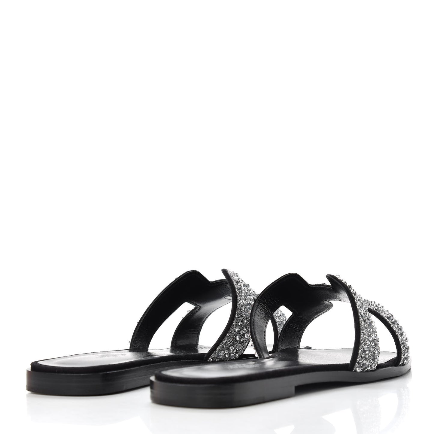 Goatskin Crystal Oran Sandals 38.5 Black