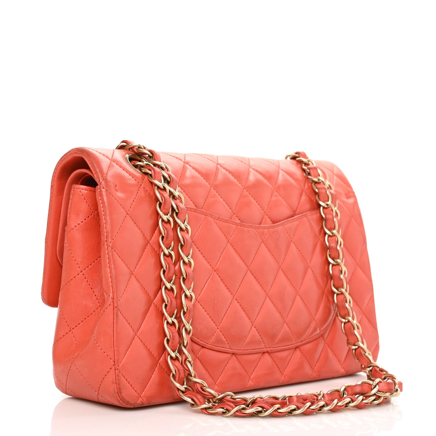 Chanel Lambskin Quilted Medium Double Flap Orange 2 of 13
