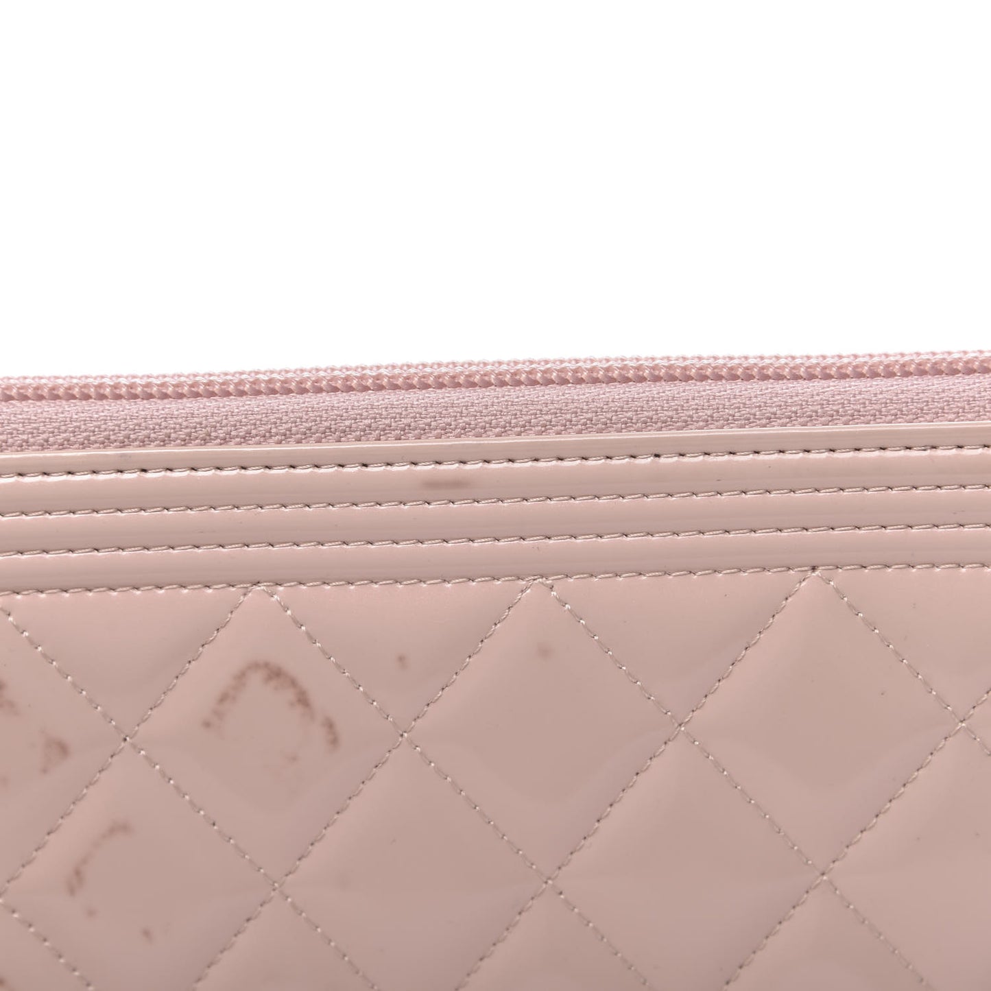 Patent Quilted Boy Long Zip Around Wallet Light Pink