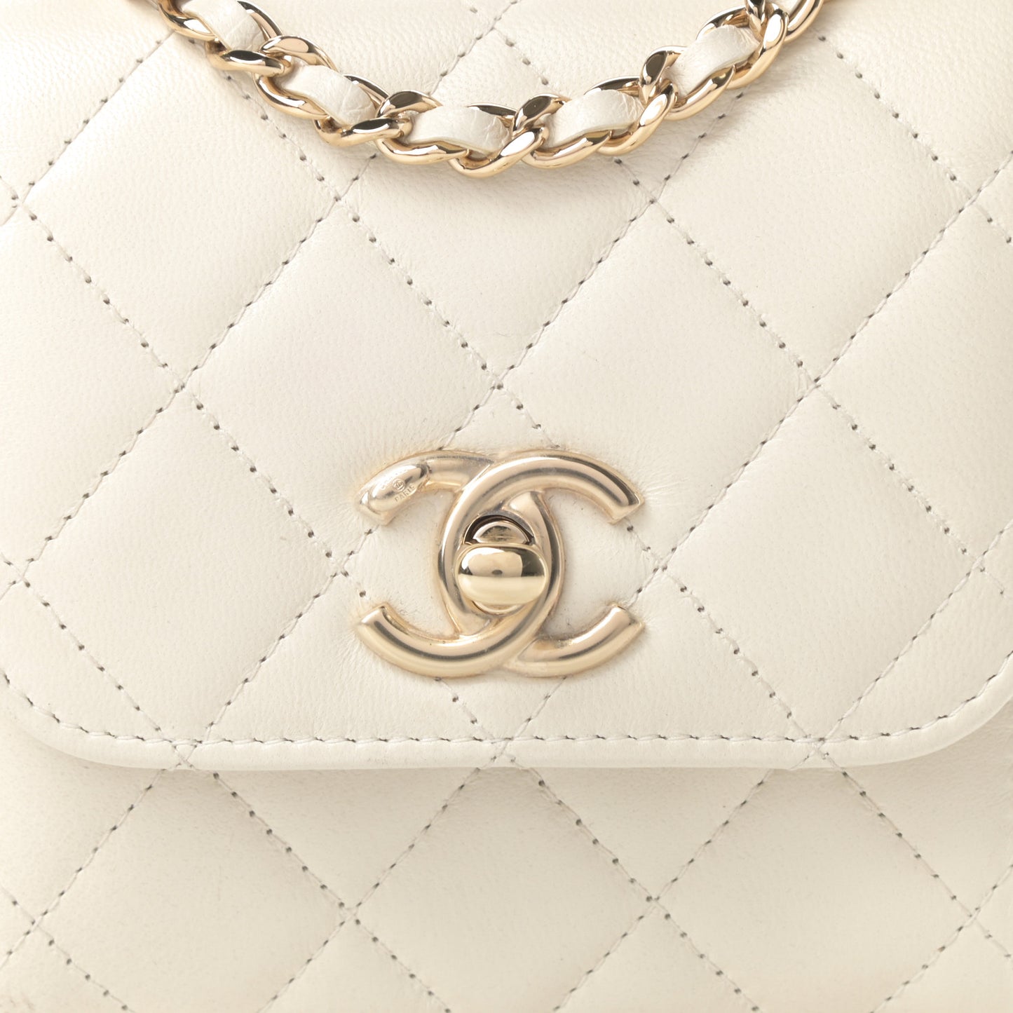 Lambskin Quilted Mini Trendy CC Chain Wallet White