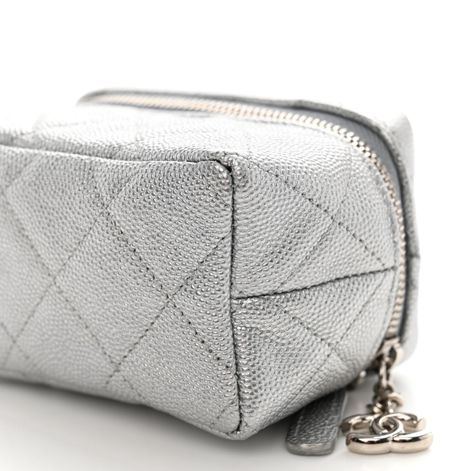 Chanel Metallic Caviar Quilted Mini Top Handle Vanity With Chain Silver 10 of 11