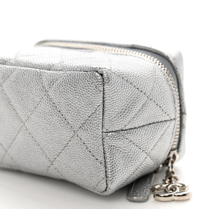 Chanel Metallic Caviar Quilted Mini Top Handle Vanity With Chain Silver 10 of 11